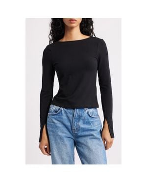 Madewell Long Sleeve Scoop Back T-Shirt - Black