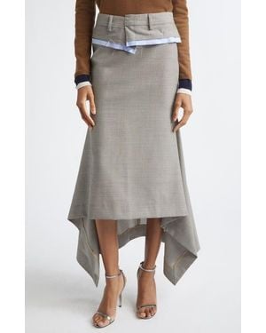 Monse Check Deconstructed Waistband Skirt - Gray