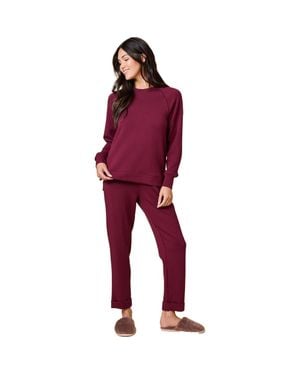 Softies Athleisure Crewneck And Crop Pant Set - Red