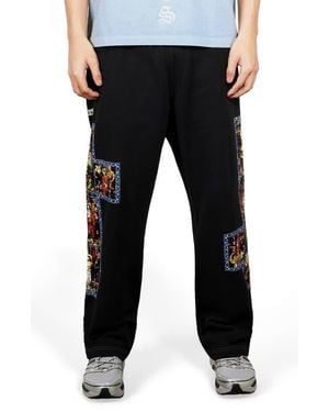 Pleasures Blasphemy Print Straight Leg Drawstring Sweatpants - Black