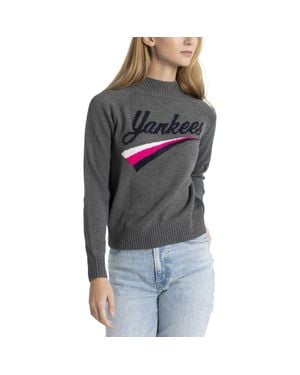 Lusso New York Yankees Serena Raglan Pullover Sweater - Gray