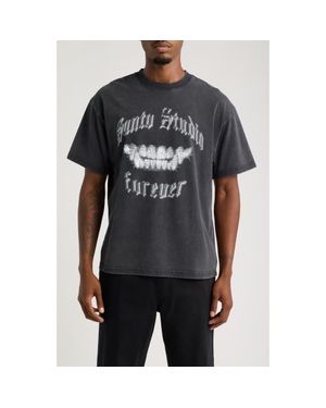 Saint Studio Fangs Forever Graphic Cotton T-Shirt - Black
