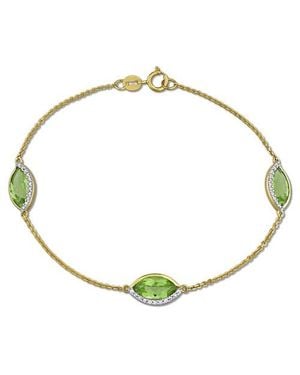 Julianna B Gemstone & Diamond Station Bracelet 14K - Metallic