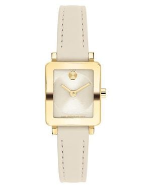 Movado Mini Bold Evolution 2.0 Tank Leather Strap Watch, 20Mm X 23Mm - Metallic