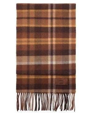 Mango Check Wool Scarf - Brown