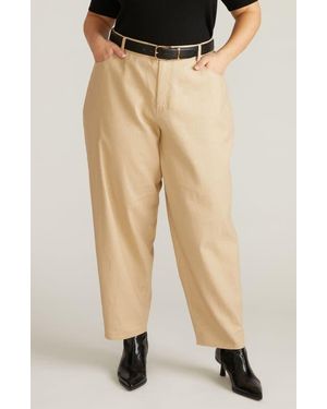 UNIVERSAL STANDARD Lou High Waist Barrel Linen Blend Jeans - Natural