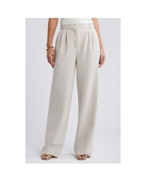 Open Edit Icon Twill High Waist Wide Leg Pants - White