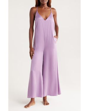 Lunya Sleeveless Wide Leg Silk Jumpsuit - Purple