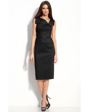 Black Halo Halo Jackie Belted Stretch Gabardine Sheath Dress At Nordstrom - Black