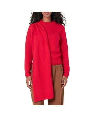 Endless Rose Scarf Detail Crewneck Sweater - Red