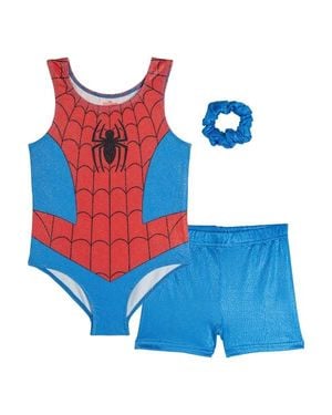 Marvel Spider- Gymnastics Leotard And Bike Shorts Set - Blue