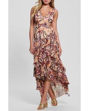 Guess Leisha Sleeveless Ruffle High-Low Dress - Multicolor
