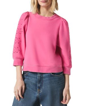 Splendid Rory Embroidered Eyelet Sleeve Sweatshirt