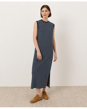 Pact Organic Cotton Soft-Slub Essential Easy Muscle Tee Maxi Dress - Blue