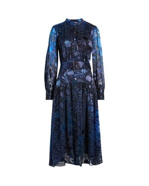 Tahari The Pippa Burnout Floral Long Sleeve Dress - Blue