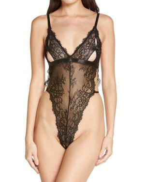 Oh La La Cheri Zuria Open Back Lace Teddy - Black