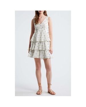 Treasure & Bond Floral Tiered Minidress - White