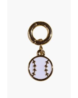 Nickel & Suede Baseball Charm - Black
