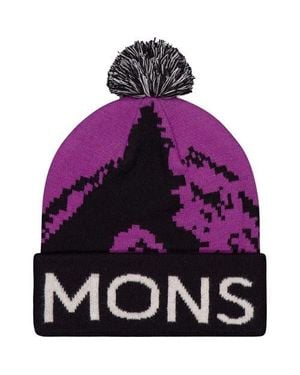 Mons Royale Mtn Pixel Merino Pom Pom Beanie - Purple
