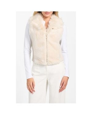 Guess Amari Mixed Media Faux Fur Vest - White