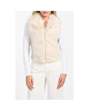 Guess Amari Mixed Media Faux Fur Vest - White