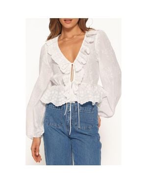 Petal & Pup Issy Eyelet Ruffle Peplum Top - White
