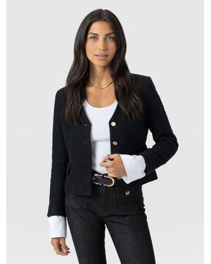 Saint + Sofia Margot V-Neck Jacket - Black