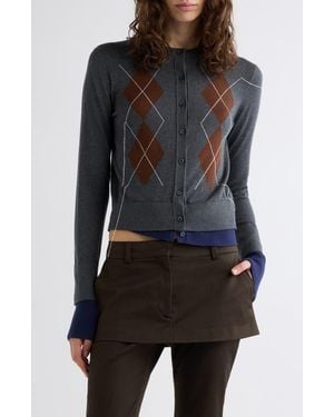 Acne Studios Kohona Argyle Silk & Wool Cardigan - Black