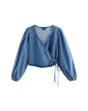 Next Denim Wrap Top - Blue