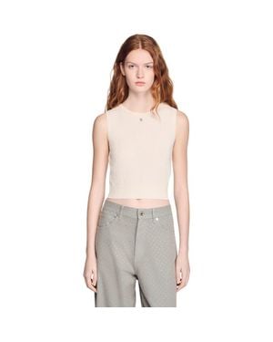 Sandro Sleeveless Short Knit Sweater - Gray