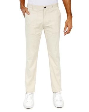 Brooklyn Brigade Slim Fit Solid Cotton Stretch Utility Pants - Natural