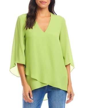 Karen Kane Asymmetric Hem Crepe Top - Green