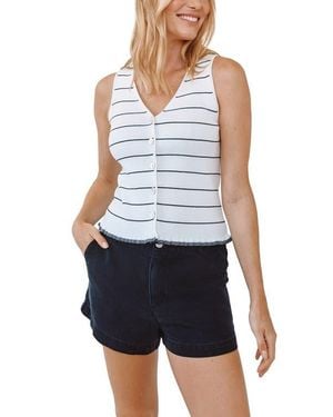 Bella Dahl Ruffle Hem Rib Tank - Blue