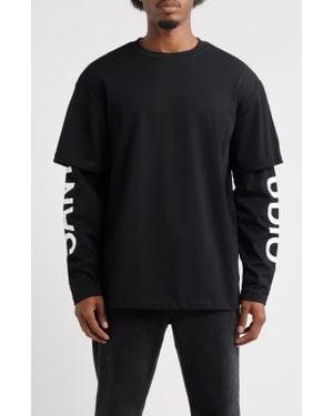 Saint Studio Preda Layered Look T-Shirt - Black