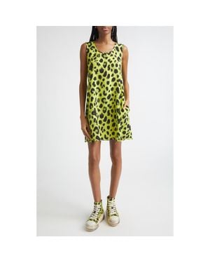 R13 Sleeveless Cheetah Print Cupro Mini Slipdress - Green