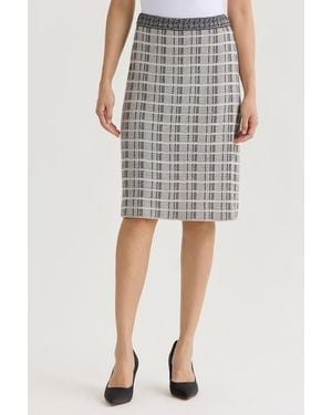 Ming Wang A-Line Contrast Stitch Tweed Knit Skirt - Gray