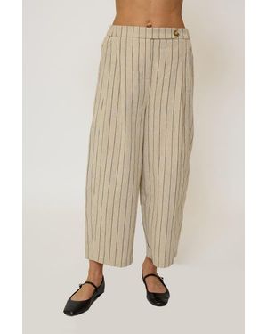 Central Park West Rose Mid Rise Pleated Straight Pants - Natural