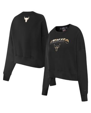 Pro Standard Chicago Bulls Glam Cropped Pullover Sweatshirt - Black