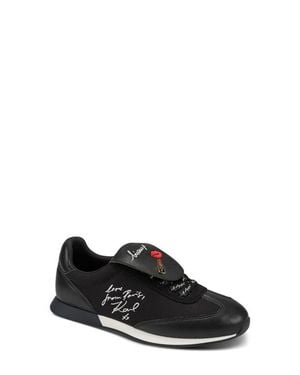 KARL LAGERFELD Midwood Embroidered Lace-Up Sneaker - Black