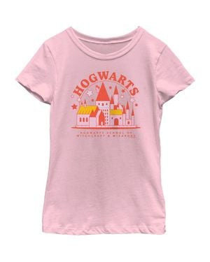Harry Potter Girl's Cute Starry Hogwarts Graphic T-Shirt - Pink