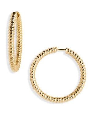 Established 18K Rope Hoop Earrings - Metallic