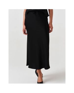 Ghost Dahlia Picot Trim Satin Midi Skirt - Black