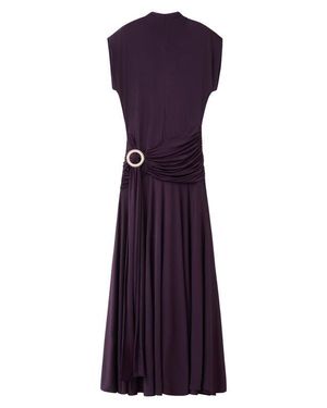 Mango Cap Sleeve Ruched Waist Dress - Purple