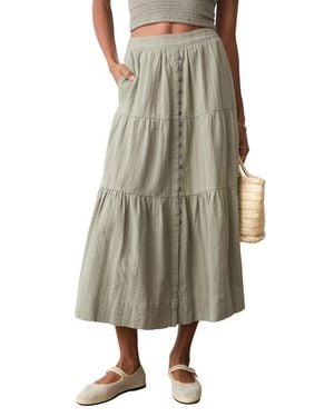Marine Layer Lana Tiered Cotton Maxi Skirt - Natural