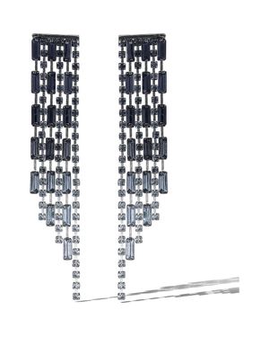 Jessica Simpson Tiered Crystal Fringe Earrings - Black