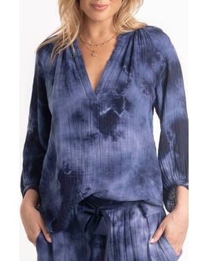 ocean + main Tie Dye Gauze Top - Blue