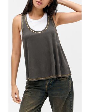 BDG Studded Cotton Racerback Tank - Black