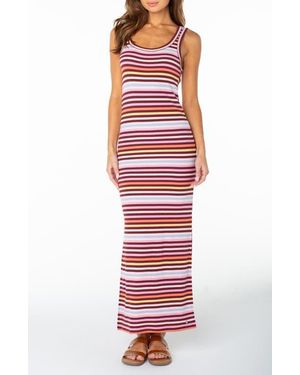 Roxy Balboa Stripe Rib Maxi Dress - Red