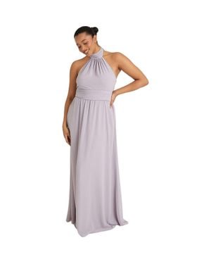 Six Stories Halter Neck Chiffon Bridesmaid Dress - Purple