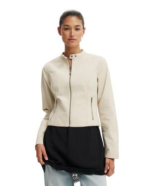 Cotton On Bay Moto Jacket - Natural
